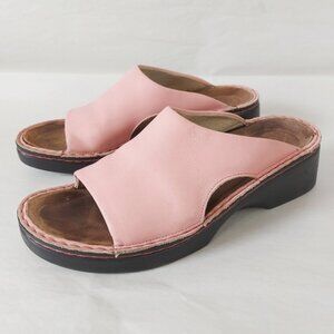 Naot Comfort Open Toe Cottagecore Pink Leather Slide Sandals 41 Walking Slipon